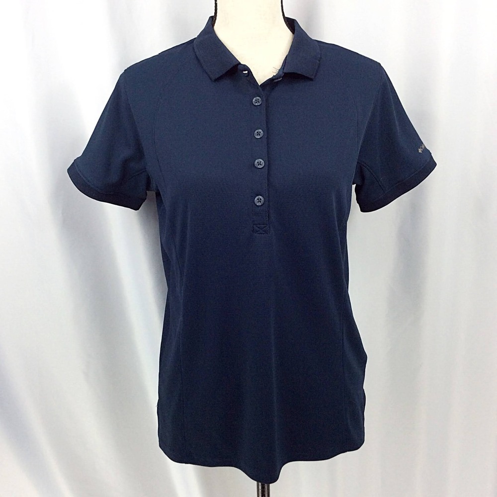 Columbia PFG Omni-Shade Polo Shirt Women's Size Medium Navy Blue Vented SS